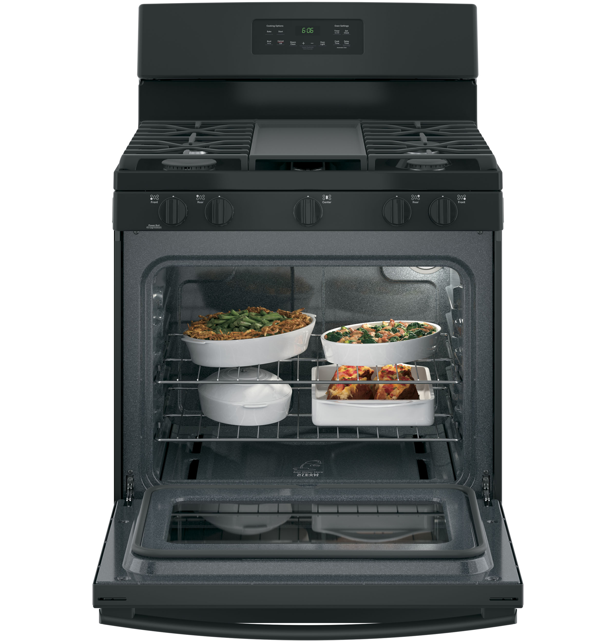 GE Free-Standing Front Control Gas Range | JGBS66DEKBB
