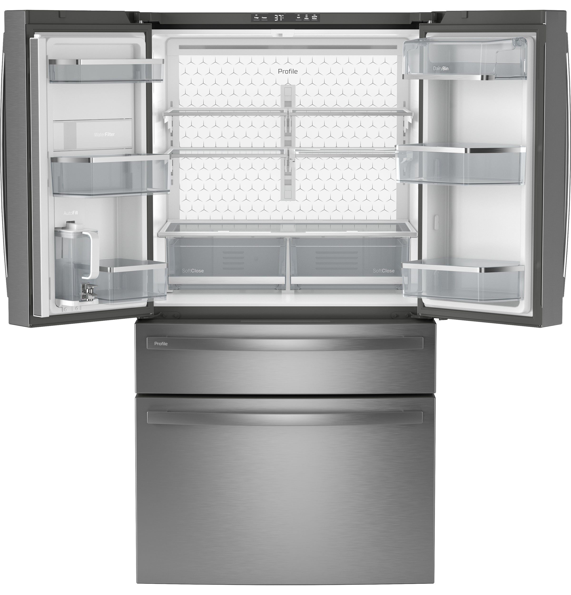 GE Profile™ ENERGY STAR® 28.7 Cu. Ft. 4-Door French-Door Refrigerator | PGE29BYTFS