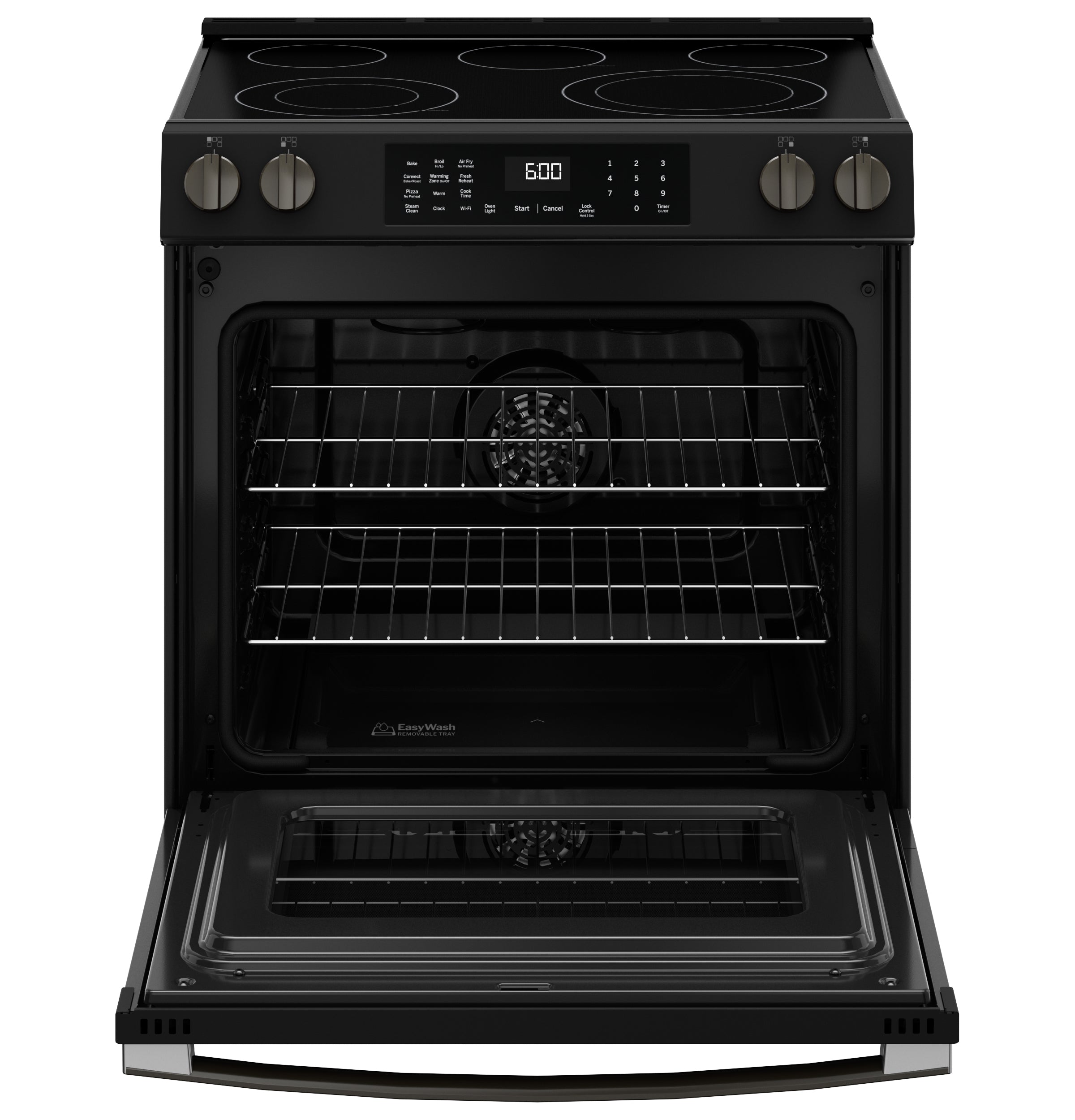 GE 30" Slide-In Electric Convection Range with No Preheat Air Fry and EasyWash™ Oven Tray | GRS600AVDS