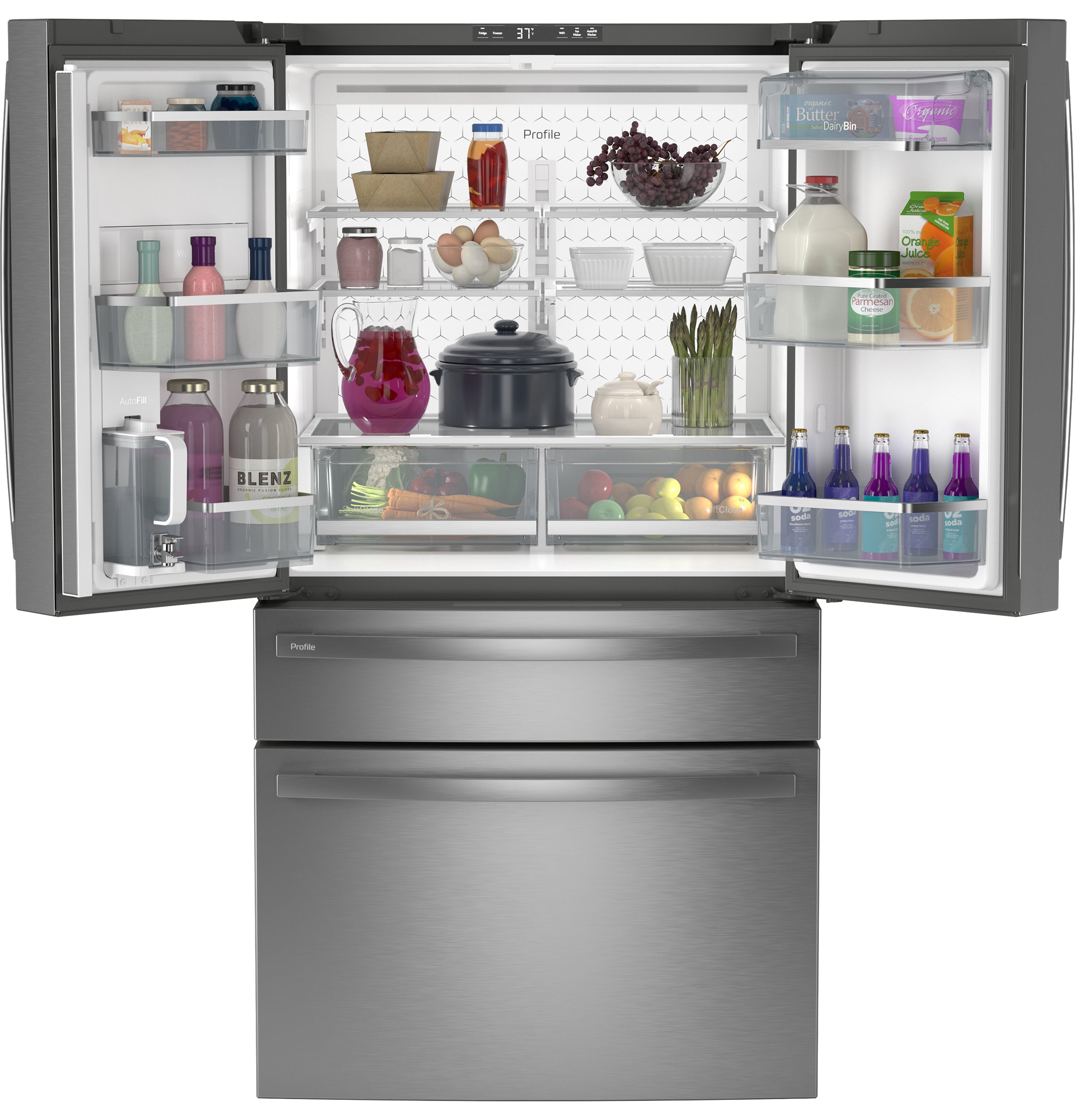 GE Profile™ ENERGY STAR® 28.7 Cu. Ft. 4-Door French-Door Refrigerator | PGE29BYTFS