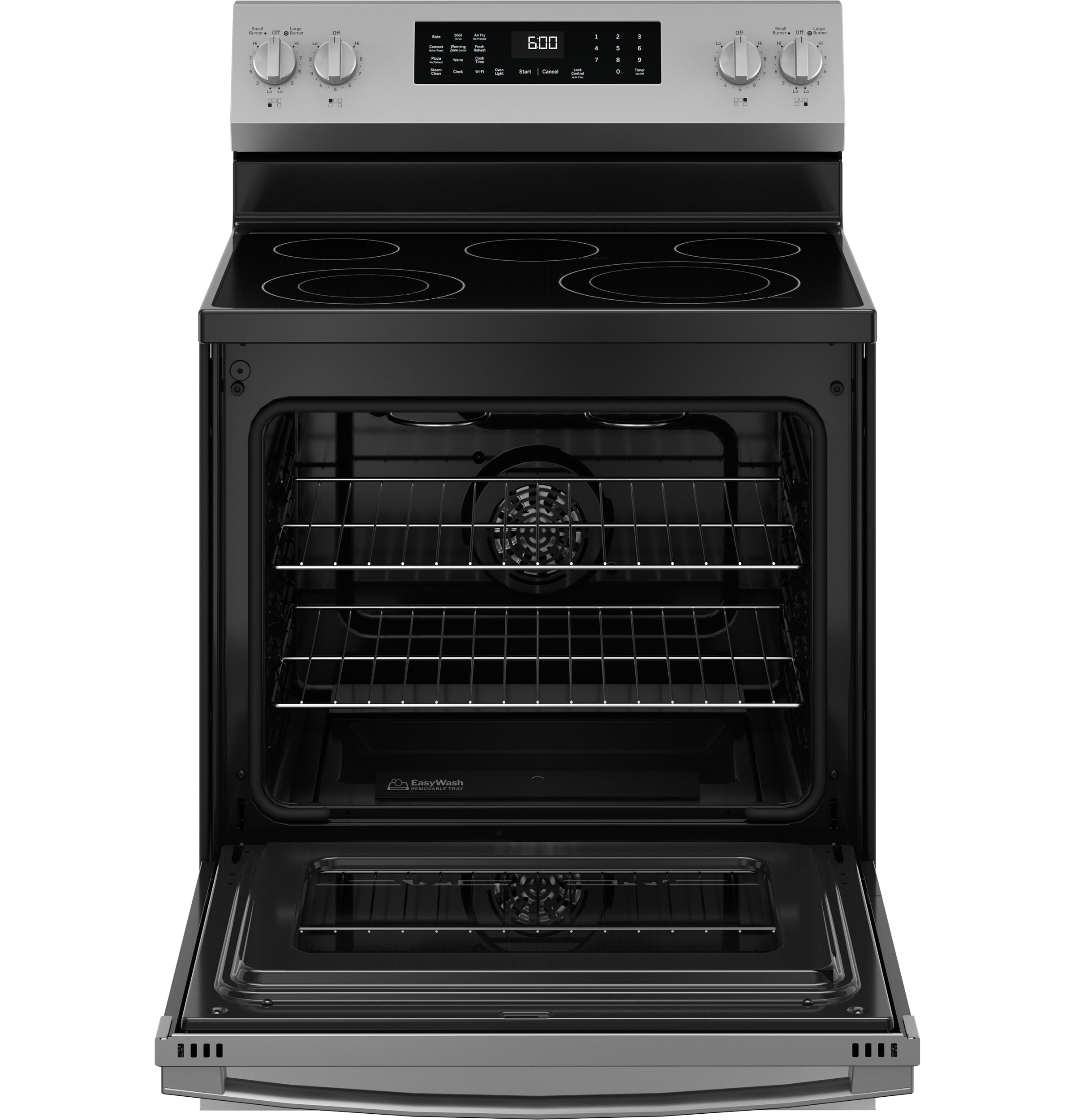 GE 30" Free-Standing Electric Convection Range with No Preheat Air Fry and EasyWash Oven Tray | GRF600AVSS
