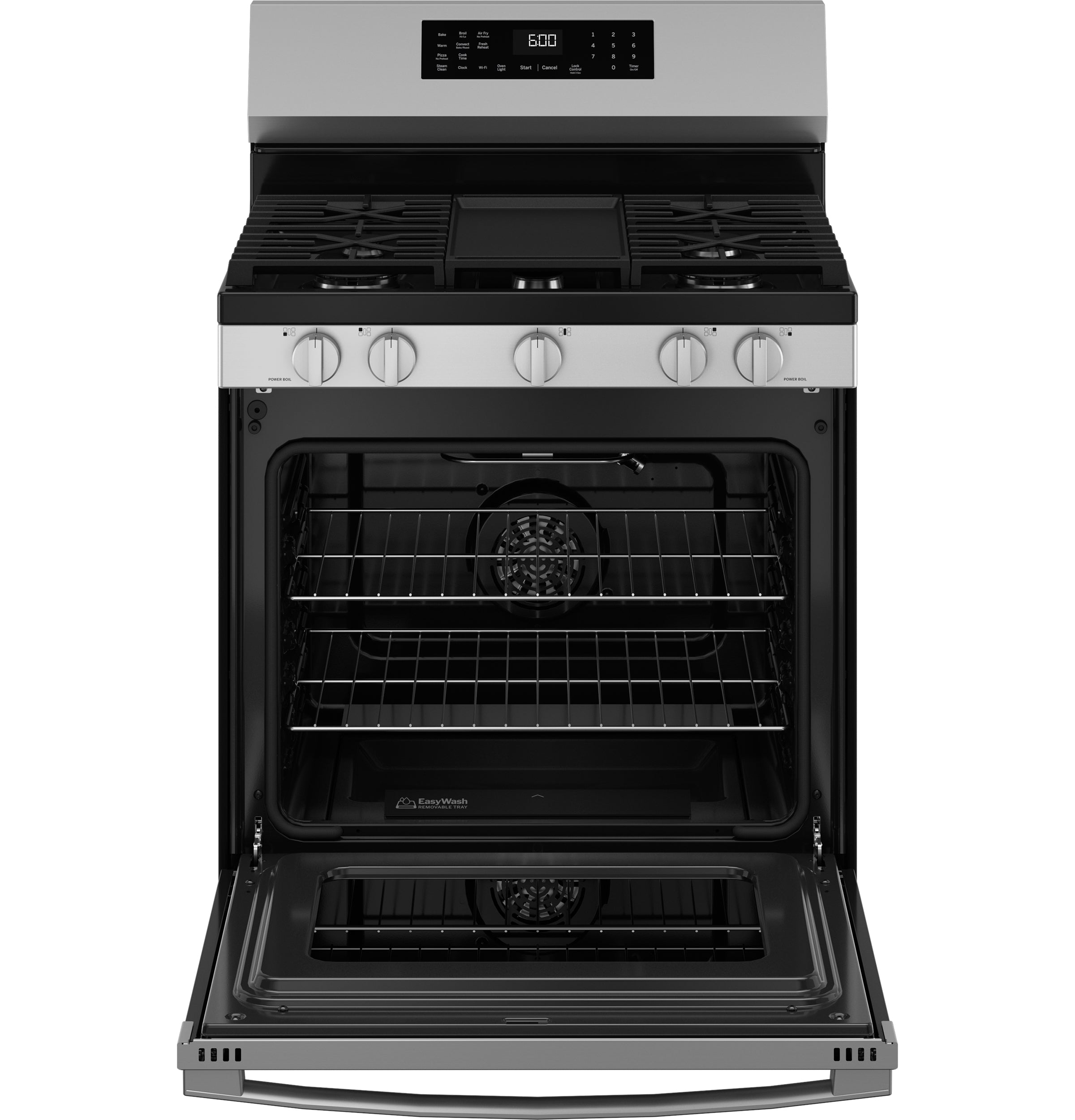 GE Free-Standing Gas Convection Range with No Preheat Air Fry and EasyWash™ Oven Tray | GGF600AVSS